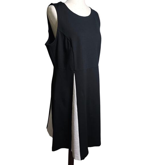 J Jill Siriano Collab Black & White Fit Flare Tank Dress Viscose Rayon Spdx L - Picture 2 of 10
